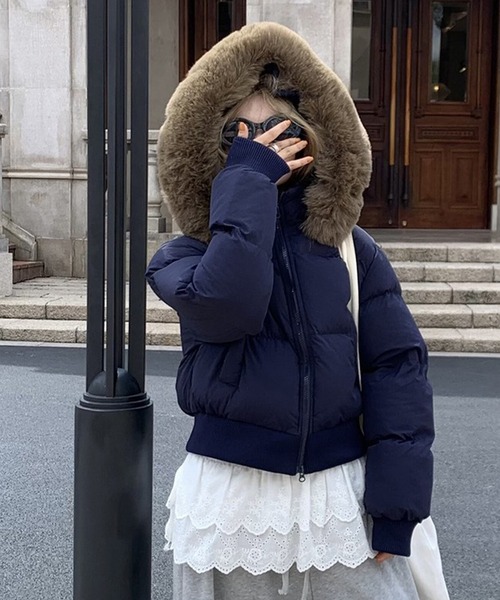 セール】ファー付き ダウン ジャケット レディース フード付き 防寒