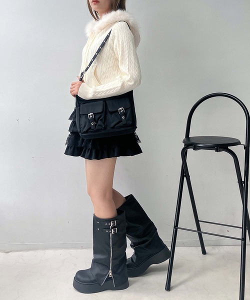 AS KNOW AS plus(アズノゥアズプラス)の「♪エコファーフード ポケット付き ケーブル編み Wジップファスナーカーディガン(カーディガン/ボレロ・レディース・アイボリー/ブラック/シルバー・FREE)」の20枚目の写真