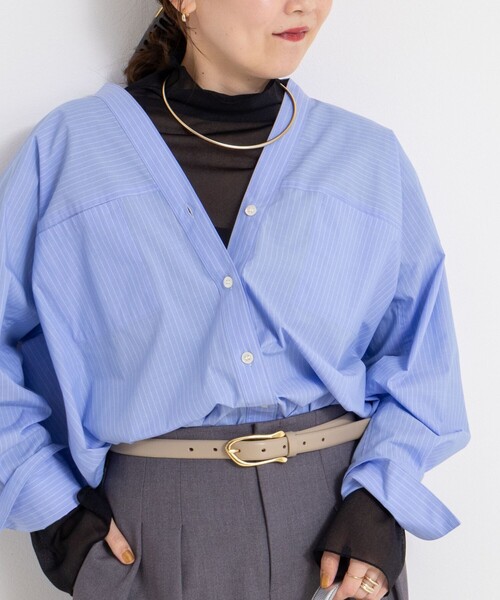 NOLLEY’S Sophi（ノーリーズソフィ）の「ウォッシャブルシアーオーガンジータートルネック（Tシャツ/カットソー・レディース・キナリ/ベビーピンク/ブラック・38）」の2枚目の写真