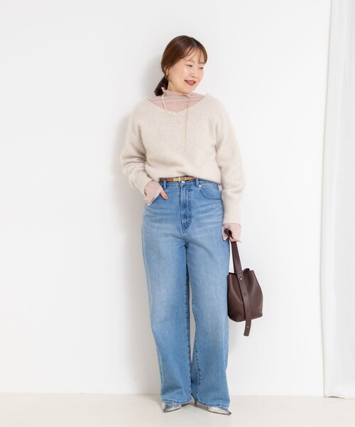 NOLLEY’S Sophi（ノーリーズソフィ）の「ウォッシャブルシアーオーガンジータートルネック（Tシャツ/カットソー・レディース・キナリ/ベビーピンク/ブラック・38）」の7枚目の写真