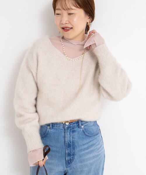 NOLLEY’S Sophi（ノーリーズソフィ）の「ウォッシャブルシアーオーガンジータートルネック（Tシャツ/カットソー・レディース・キナリ/ベビーピンク/ブラック・38）」の10枚目の写真