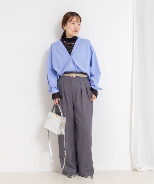 NOLLEY’S Sophi（ノーリーズソフィ）の「ウォッシャブルシアーオーガンジータートルネック（Tシャツ/カットソー・レディース・キナリ/ベビーピンク/ブラック・38）」の11枚目の写真