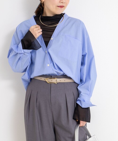 NOLLEY’S Sophi（ノーリーズソフィ）の「ウォッシャブルシアーオーガンジータートルネック（Tシャツ/カットソー・レディース・キナリ/ベビーピンク/ブラック・38）」の13枚目の写真