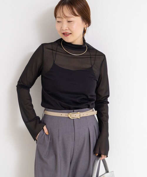 NOLLEY’S Sophi（ノーリーズソフィ）の「ウォッシャブルシアーオーガンジータートルネック（Tシャツ/カットソー・レディース・キナリ/ベビーピンク/ブラック・38）」の15枚目の写真