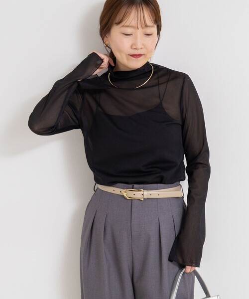 NOLLEY’S Sophi（ノーリーズソフィ）の「ウォッシャブルシアーオーガンジータートルネック（Tシャツ/カットソー・レディース・キナリ/ベビーピンク/ブラック・38）」の16枚目の写真