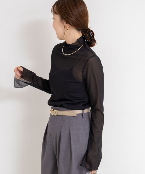 NOLLEY’S Sophi（ノーリーズソフィ）の「ウォッシャブルシアーオーガンジータートルネック（Tシャツ/カットソー・レディース・キナリ/ベビーピンク/ブラック・38）」の17枚目の写真