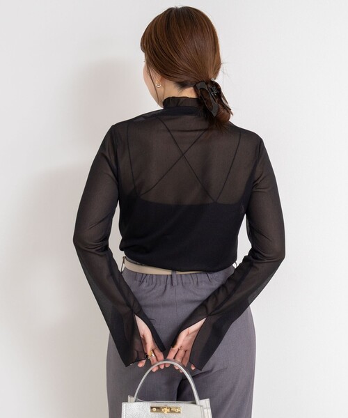 NOLLEY’S Sophi（ノーリーズソフィ）の「ウォッシャブルシアーオーガンジータートルネック（Tシャツ/カットソー・レディース・キナリ/ベビーピンク/ブラック・38）」の18枚目の写真