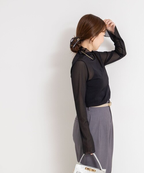 NOLLEY’S Sophi（ノーリーズソフィ）の「ウォッシャブルシアーオーガンジータートルネック（Tシャツ/カットソー・レディース・キナリ/ベビーピンク/ブラック・38）」の19枚目の写真