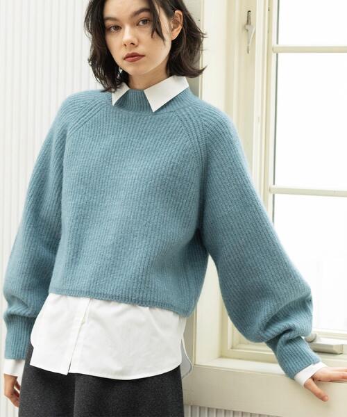 MIXミドルゲージショートあぜニット【洗濯機OK】（ニット/セーター