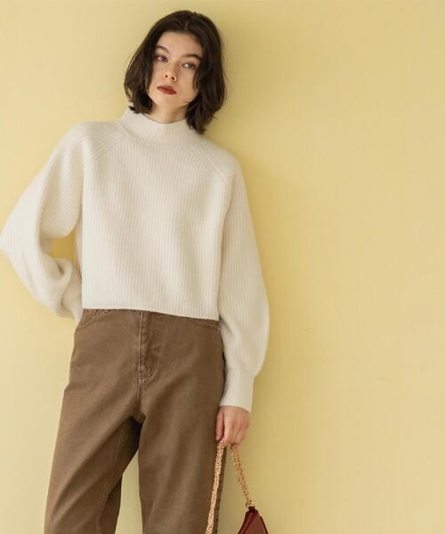 OPAQUE.CLIP（オペークドットクリップ）の「MIXミドルゲージショートあぜニット【洗濯機OK】（ニット/セーター・レディース・ブルーグリーン/レッド系/アイボリー/チャコールグレー・36/40/38）」の7枚目の写真