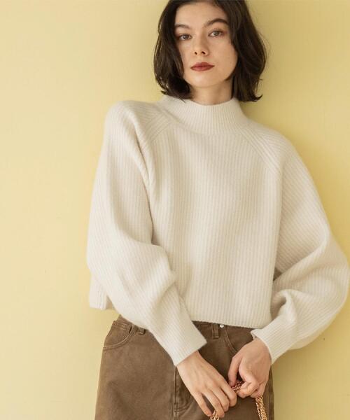 OPAQUE.CLIP（オペークドットクリップ）の「MIXミドルゲージショートあぜニット【洗濯機OK】（ニット/セーター・レディース・ブルーグリーン/レッド系/アイボリー/チャコールグレー・36/40/38）」の9枚目の写真