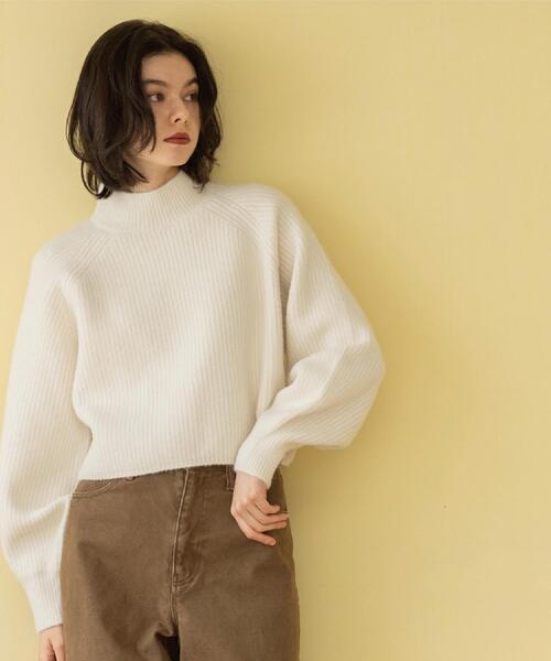 OPAQUE.CLIP（オペークドットクリップ）の「MIXミドルゲージショートあぜニット【洗濯機OK】（ニット/セーター・レディース・ブルーグリーン/レッド系/アイボリー/チャコールグレー・36/40/38）」の10枚目の写真