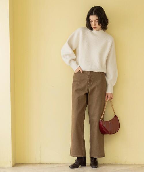 OPAQUE.CLIP（オペークドットクリップ）の「MIXミドルゲージショートあぜニット【洗濯機OK】（ニット/セーター・レディース・ブルーグリーン/レッド系/アイボリー/チャコールグレー・36/40/38）」の12枚目の写真