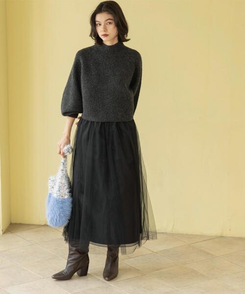 OPAQUE.CLIP（オペークドットクリップ）の「MIXミドルゲージショートあぜニット【洗濯機OK】（ニット/セーター・レディース・ブルーグリーン/レッド系/アイボリー/チャコールグレー・36/40/38）」の19枚目の写真