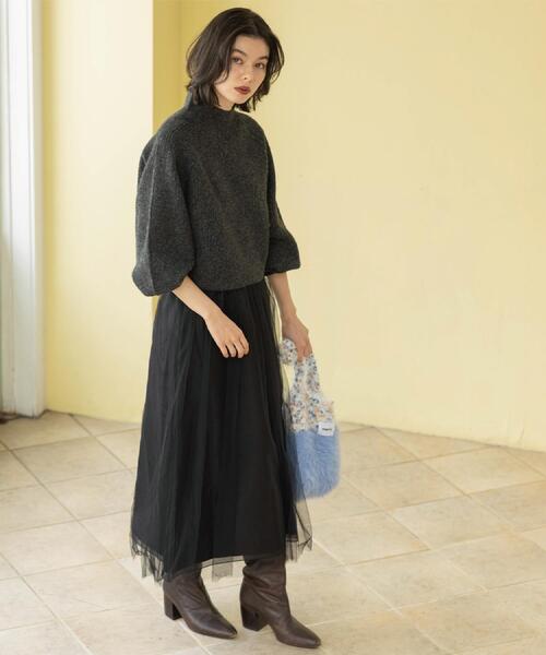 OPAQUE.CLIP（オペークドットクリップ）の「MIXミドルゲージショートあぜニット【洗濯機OK】（ニット/セーター・レディース・ブルーグリーン/レッド系/アイボリー/チャコールグレー・36/40/38）」の20枚目の写真