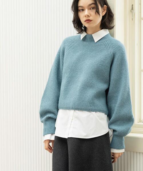 MIXミドルゲージショートあぜニット【洗濯機OK】（ニット/セーター