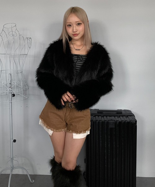 lilful（リルフル）の「裾フリンジ ベルトデザインショーパン（デニムパンツ・レディース・ブラウン/ブラウン系その他/ブラック系その他/ブルー・S/M）」の9枚目の写真