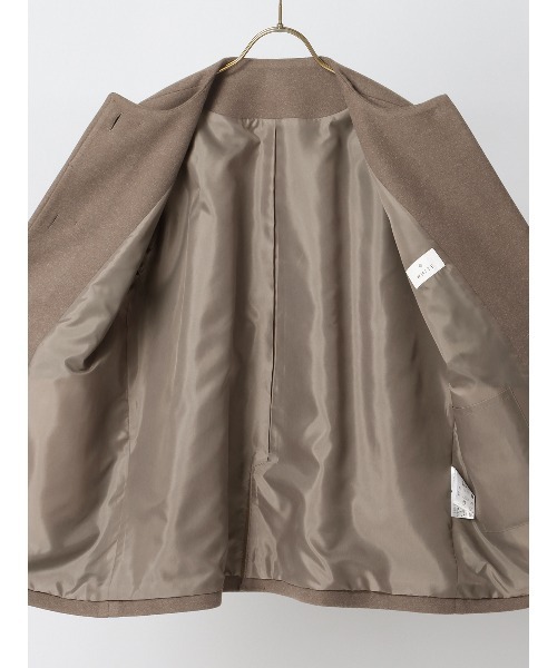 SUIT SQUARE(スーツスクエア)の「CHANTOWA ノーカラーコート ウールライクジャージー メルトン 無地(ノーカラーコート・レディース・モカ/アイボリー/ブラック・36(7号)/38(9号)/40(11号))」の19枚目の写真