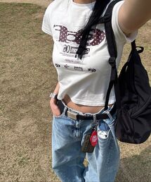 ESCAPEFROM（エスケープフロム）の「チョコドットESCFロゴコラージュプリントスリムフィット半袖アイボリー（Tシャツ/カットソー）」