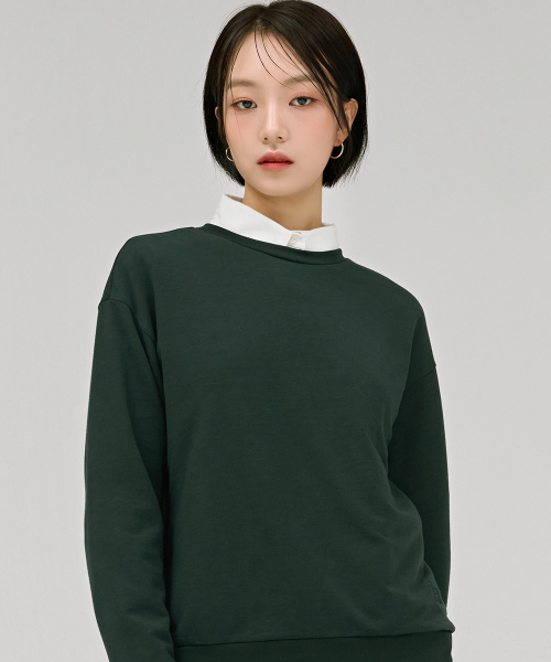 CHASECULT(チェイスカルト)の「女性ルーズフィットデイリー起毛スウェットTシャツ-グリーン(スウェット・レディース・グリーン・90/85)」の1枚目の写真