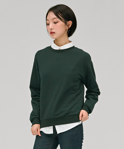CHASECULT(チェイスカルト)の「女性ルーズフィットデイリー起毛スウェットTシャツ-グリーン(スウェット・レディース・グリーン・90/85)」の2枚目の写真