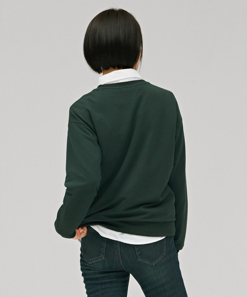 CHASECULT(チェイスカルト)の「女性ルーズフィットデイリー起毛スウェットTシャツ-グリーン(スウェット・レディース・グリーン・90/85)」の3枚目の写真