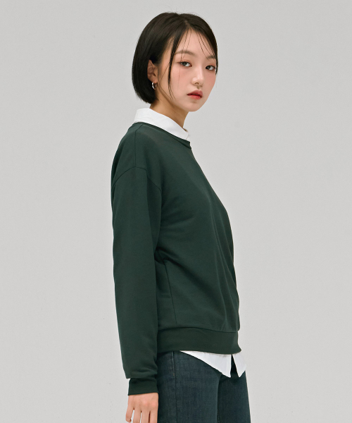 CHASECULT(チェイスカルト)の「女性ルーズフィットデイリー起毛スウェットTシャツ-グリーン(スウェット・レディース・グリーン・90/85)」の4枚目の写真