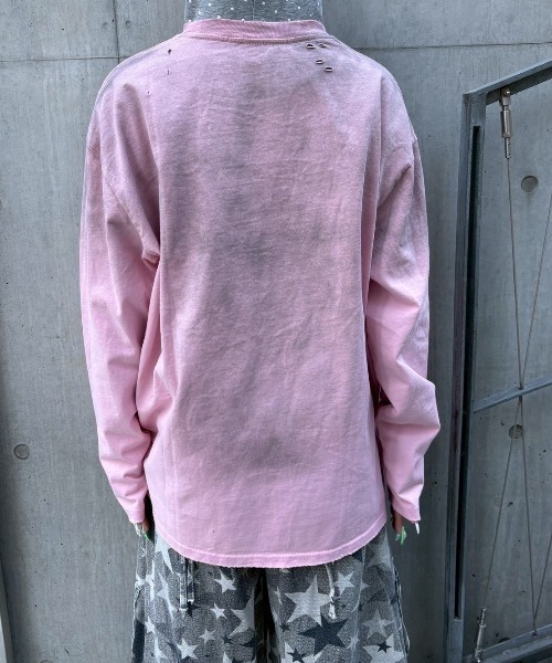 Never mind the XU（ネバーマインドザエックスユー）の「【Never mind the XU】damage washed long sleeve / 【ネバーマインド ザ エックスユー】ダメージウォッシュ長袖Tシャツ  <着用動画あり>（Tシャツ/カットソー・メンズ・ホワイト/ピンク/ブラック・L/XL）」の19枚目の写真