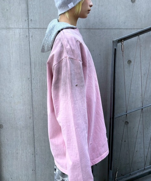 Never mind the XU（ネバーマインドザエックスユー）の「【Never mind the XU】damage washed long sleeve / 【ネバーマインド ザ エックスユー】ダメージウォッシュ長袖Tシャツ  <着用動画あり>（Tシャツ/カットソー・メンズ・ホワイト/ピンク/ブラック・L/XL）」の18枚目の写真