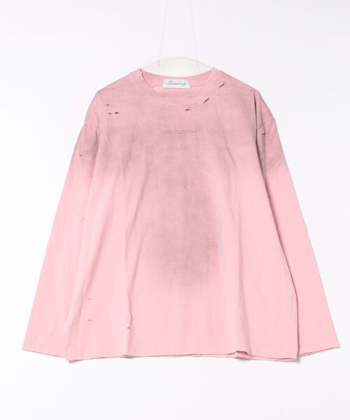 Never mind the XU（ネバーマインドザエックスユー）の「【Never mind the XU】damage washed long sleeve / 【ネバーマインド ザ エックスユー】ダメージウォッシュ長袖Tシャツ  <着用動画あり>（Tシャツ/カットソー・メンズ・ホワイト/ピンク/ブラック・L/XL）」の20枚目の写真