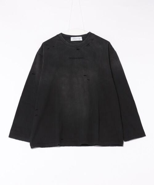 Never mind the XU（ネバーマインドザエックスユー）の「【Never mind the XU】damage washed long sleeve / 【ネバーマインド ザ エックスユー】ダメージウォッシュ長袖Tシャツ  <着用動画あり>（Tシャツ/カットソー・メンズ・ホワイト/ピンク/ブラック・L/XL）」の11枚目の写真