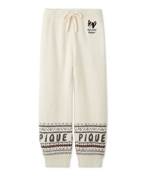 ジェラートピケ　ルームウェアセット ホワイト　ノルディック柄 ノルディックロングパンツ(ロングパンツ)｜ルームウェア・パジャマ通販