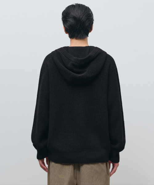 MUSINSA STANDARD（ムシンサスタンダード）の「リブニットフードパーカー [ブラック]（カーディガン/ボレロ・メンズ・その他・SMALL/MEDIUM/LARGE/X-LARGE/XX-LARGE）」の3枚目の写真