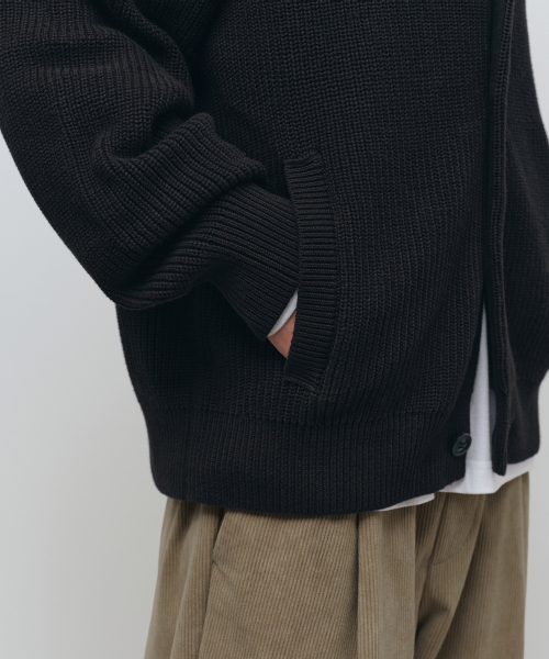 MUSINSA STANDARD（ムシンサスタンダード）の「リブニットフードパーカー [ブラック]（カーディガン/ボレロ・メンズ・その他・SMALL/MEDIUM/LARGE/X-LARGE/XX-LARGE）」の7枚目の写真
