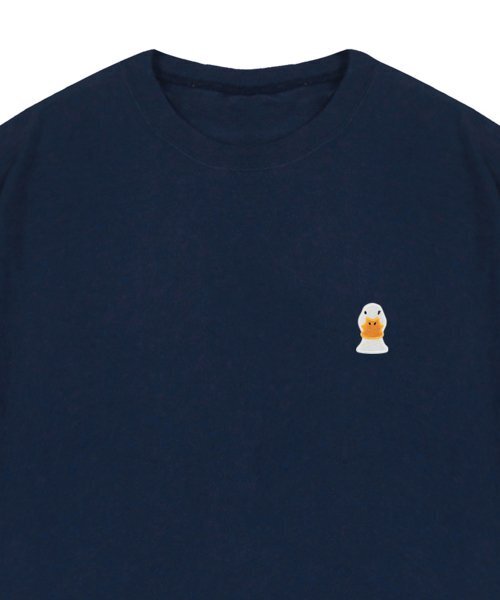 GRAVER（グレーバー）の「[ユニセックス]ダックフェイス刺繍スマイル半袖Tシャツ_ネイビー（Tシャツ/カットソー・レディース・ネイビー・LARGE/X-LARGE/SMALL/MEDIUM）」の3枚目の写真