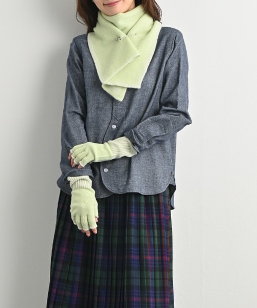 aunt lily（アントリリー）の「内モンゴル産アルバスカシミヤ リバーシブルマフラー｜カシミヤ100％ ジャガード編み リバーシブル マフラー やわらか カシミヤ（マフラー・レディース・ブラック系その他/ボルドー/グリーン/ライトグリーン/オレンジ/イエロー・FREE）」の3枚目の写真