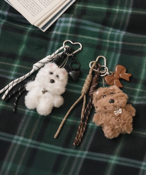 セール】ドッグマスコットチャーム / ブラウン ホワイト アイボリー 犬