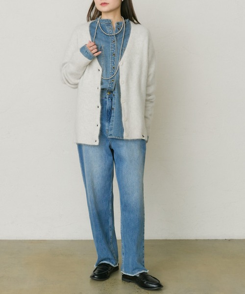 PUAL CE CIN（ピュアルセシン）の「FOXウールニットVネックカーディガン（カーディガン/ボレロ・レディース・グレー/オートミール/モカ・FREE）」の4枚目の写真