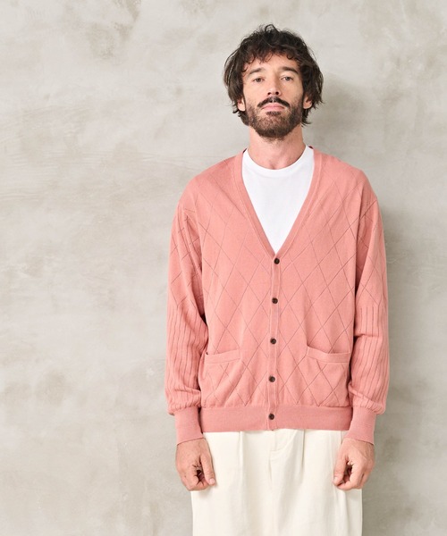 Kelen(ケレン)の「「KELEN MENS / ケレン メンズ」OPENWORK KNIT CARDIGAN(ニット/セーター・メンズ・グリーン/ピンク/キャメル・42/40)」の3枚目の写真