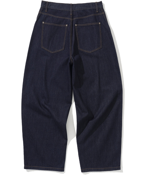 NOT4NERD（ノットフォーナード）の「Linen Like Curved Semi Wide Denim Pants - Deep Indigo（デニムパンツ・レディース・その他・SMALL/MEDIUM/LARGE/X-LARGE）」の3枚目の写真