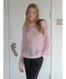 Hairy Cable Pullover Knit, Light Pink
