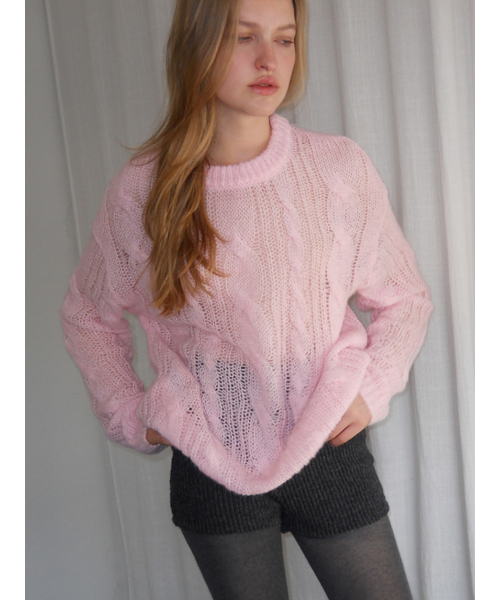 ETMON（エトモン）の「Hairy Cable Pullover Knit, Light Pink（ニット/セーター・レディース・その他・F）」の5枚目の写真