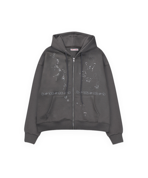 OAFISH(オアフィッシュ)の「LINEWORK HOODIE ZIP UP, CHARCOAL(パーカー・レディース・その他・FREE)」の1枚目の写真