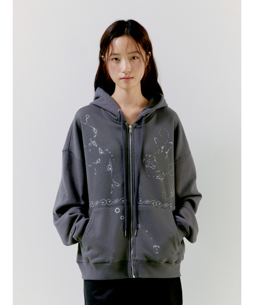 OAFISH(オアフィッシュ)の「LINEWORK HOODIE ZIP UP, CHARCOAL(パーカー・レディース・その他・FREE)」の3枚目の写真