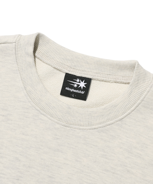 NICE GHOST CLUB(ナイスゴーストクラブ)の「3STAR LOGO APPLIQUE SWEATSHIRTS_OATMEAL(NG2EFUM444A)(スウェット・レディース・オートミール・SMALL/MEDIUM/LARGE)」の3枚目の写真