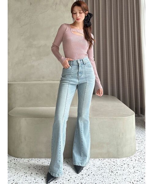 RESEXXY（リゼクシー）の「レースコンビニットプルオーバー（ニット/セーター・レディース・ピンク/ホワイト/ブラック・FREE）」の7枚目の写真