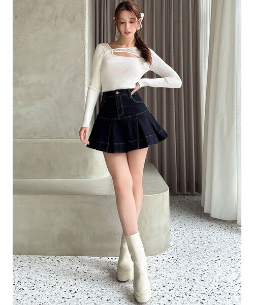 RESEXXY（リゼクシー）の「レースコンビニットプルオーバー（ニット/セーター・レディース・ピンク/ホワイト/ブラック・FREE）」の11枚目の写真