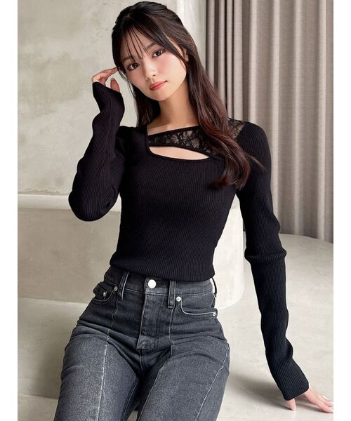 RESEXXY（リゼクシー）の「レースコンビニットプルオーバー（ニット/セーター・レディース・ピンク/ホワイト/ブラック・FREE）」の16枚目の写真