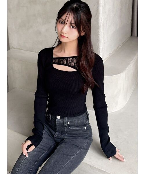 RESEXXY（リゼクシー）の「レースコンビニットプルオーバー（ニット/セーター・レディース・ピンク/ホワイト/ブラック・FREE）」の17枚目の写真