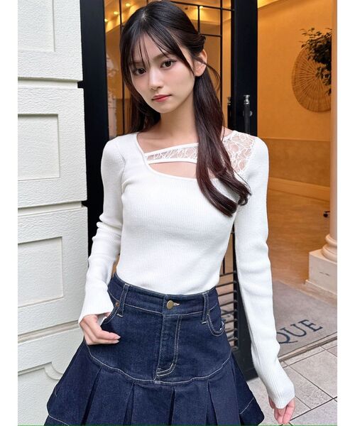 RESEXXY（リゼクシー）の「レースコンビニットプルオーバー（ニット/セーター・レディース・ピンク/ホワイト/ブラック・FREE）」の20枚目の写真